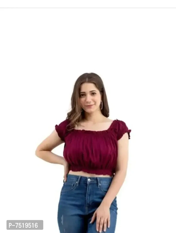 Casual Self Design Women Top - M, Brown