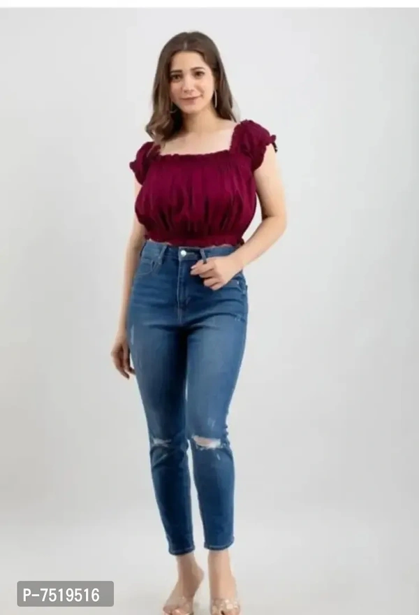 Casual Self Design Women Top - Xl, Brown
