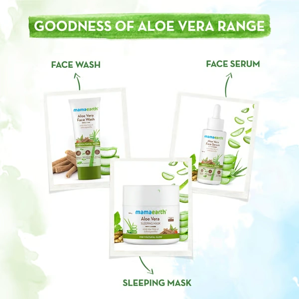 Mama Earth Aloe Vera Face Serum with Aloe Vera & Ashwagandha for a Youthful Glow– 30 ml  Hydrates | Boosts Collagen | Reduces Pigmentation