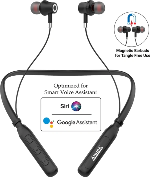 Aroma NB119C Carter - 36 Hours Playtime Bluetooth Neckband Bluetooth Headset - 36 hr, 40, available, black, 4 Days, no