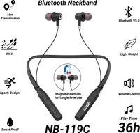 Aroma NB119C Carter - 40 Hours Playtime Bluetooth Neckband Bluetooth Headset - 36 hr, 40, available, black, 4 Days, no