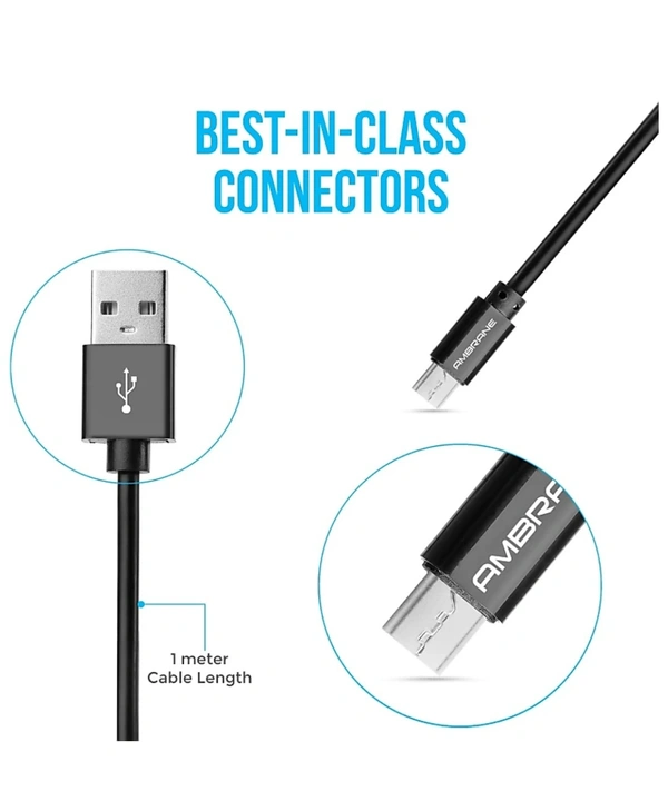Ambrane ACM-1 1m 1 m Micro USB Cable - 40, available, black, 1, 4 Days
