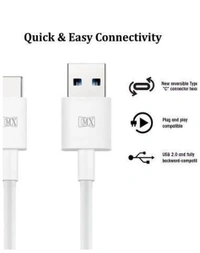 MX  TV-out Cable USB Type C to USB A 2.0 Male High Speed 3.1 Ampere Data Charging Premium Cable - 1 Meter - 40, available, white, 4 Days