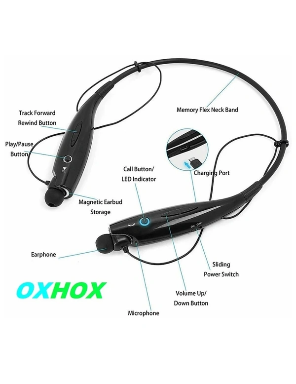 Oxhox HBS-730 Sports Stereo Headphone Bluetooth Headset - 40, available, black, 4 Days