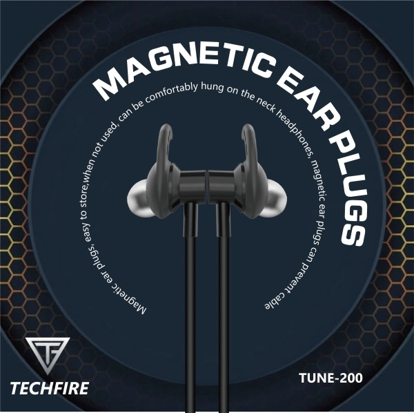 TECHFIRE TUNE 200 Platinum Series Neckband - Low Price Bluetooth Neckband Bluetooth Headset Battery 40 hr - 40, 40 hr, available, black, 4 Days, 1 year