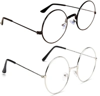 kingsunglasses Round Sunglasses - Black, Silver, Medium