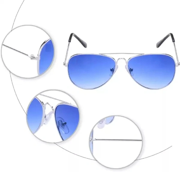 Florida BLUE ANALOG ROUND DIAL + DIGITAL SILICON STRAP + AVIATOR SUNGLASS UV PROTECTION Analog-Digital Watch  - For Boys - 4 Days, 40