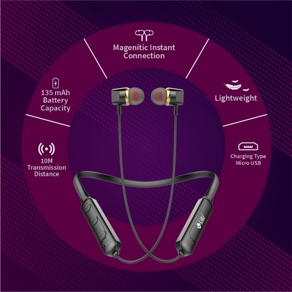 U&I Titanic Series - Low Price Bluetooth Neckband Bluetooth Headset - 40, 10 hr, black, 4 Days
