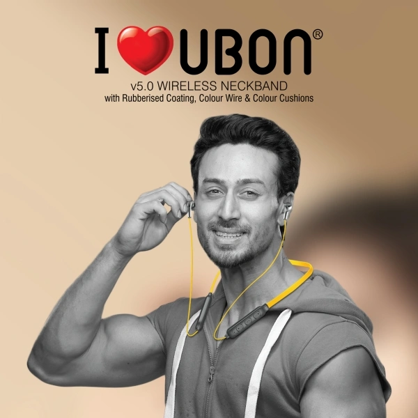 Ubon CL-116 Neckband Bluetooth Headset - 12 hr, yellow, 4 Days, 30