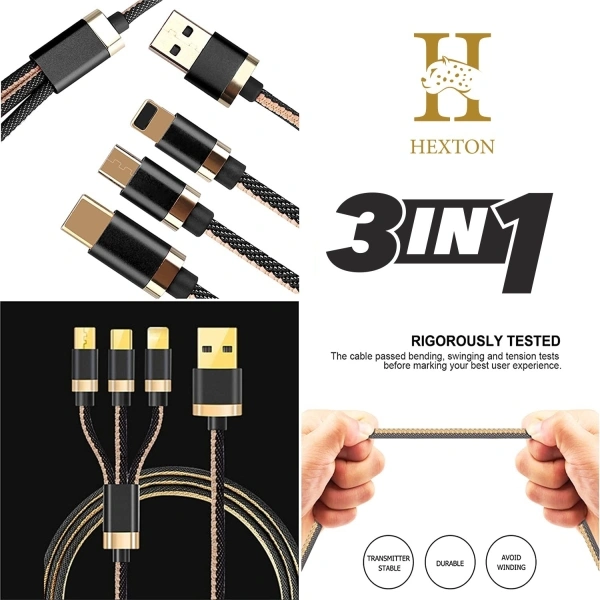 Hexton Fast Charging Cable compatible with Android and IOS Device Network Cable 1 m Ethernet Cable (Compatible with Mobiles) 1 m USB Type C Cable - 1000 Mbps, black, 4 Days, 1 m, 30