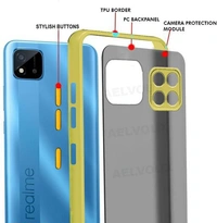 Cover AelvouX Best Camera Protection Back Cover for Realme C21 | 360 Degree Protection | Protective Design | Smoke Cover | Translucent Back (Light Green Bumper) - 30, green, realme C12, 4 Days