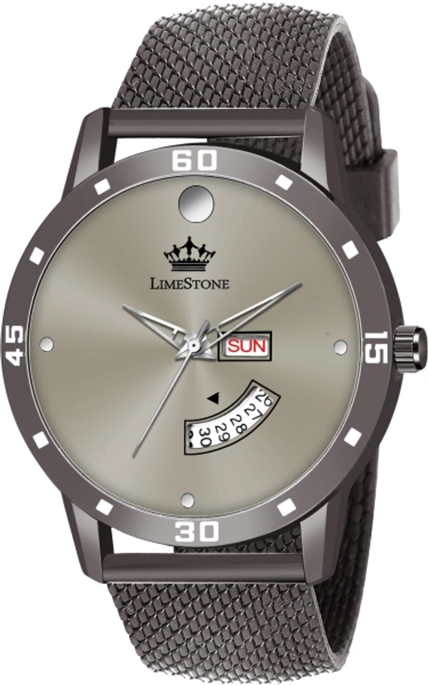 LIMESTONE Gun Metal Grey Day and Date Functions Mesh Strap Grey Dial Quartz Analog Watch  - For Men - 30, Analog, man/ female, Gray, 5 month, 4 Days