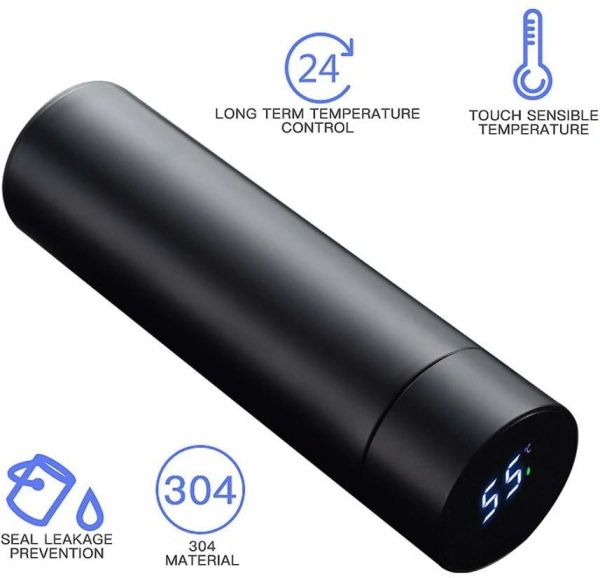 TeeMoods Vacuum Insulated Water Bottle with LED Temperature Display 500 ml Bottle - 30, Steel, 500 ml, 1, 4 Days,  LED Temperature Display 500 ml Bottle