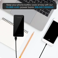 ZEBRONICS 10000 mAh Power Bank (12 W, Fast Charging) - 10000 mAh, black, Charging Cable Included, 30, 4 Days, 1, 5 month
