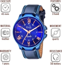 ZIERA ZR974 All Blue Leather Strap fashionable New design Boys Analog Watch  - For Men - 30, Analog, man, cash on delivery available, 4 Days , 1, Blue, Leather, Water Resistant