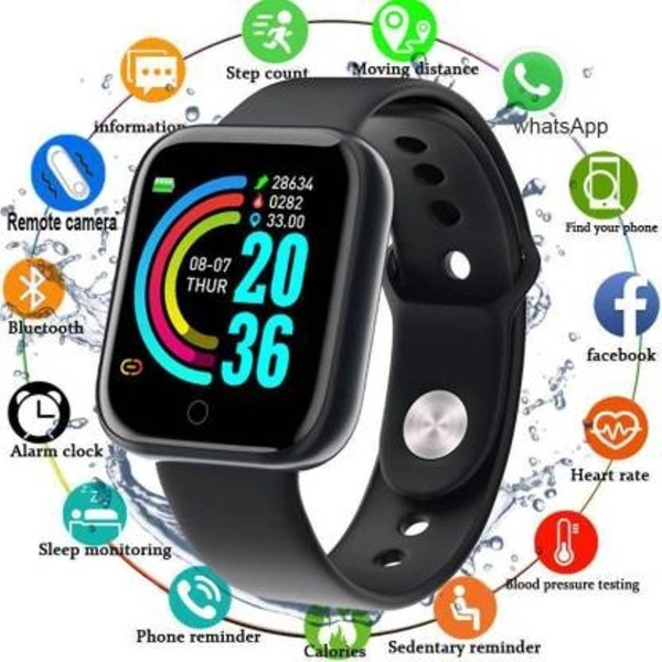 Krondal Storm Black Y68 Smartwatch - 30, With Call FunctionTouchscreenFitness & Outdoor, Upto 24 hrs, black, cash on delivery available, 4 days, 1