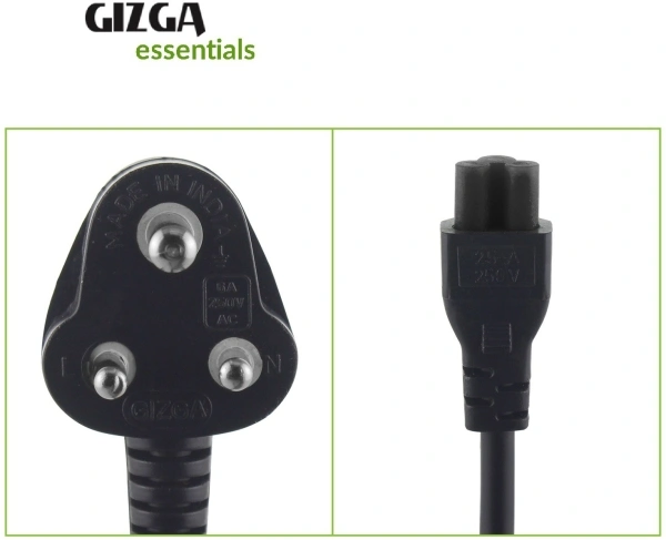 Gizga Essentials 3 Pin Laptop Adapter Charger (1 Meter/ 3.3 Feet) 1 m Power Cord - 1 m, 250 Mbps, 3 Pin Female|Connector Two: 3, 30, black, Computer , cash on delivery available, 4 days , 1