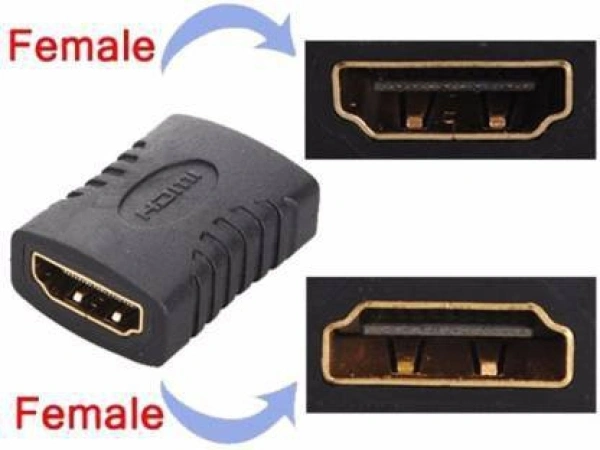 Hle HDMI Female to Female Gender Changer Connector 0.03 m HDMI Adapter 0.1 m HDMI Cable - 0.1 m, HDMI FEMALE|Connector Two: HDMI FEMALE, 999 Mbps,  ₹ 30, black, Round Cable ,. Tv, cash on delivery available, 4 days , 1