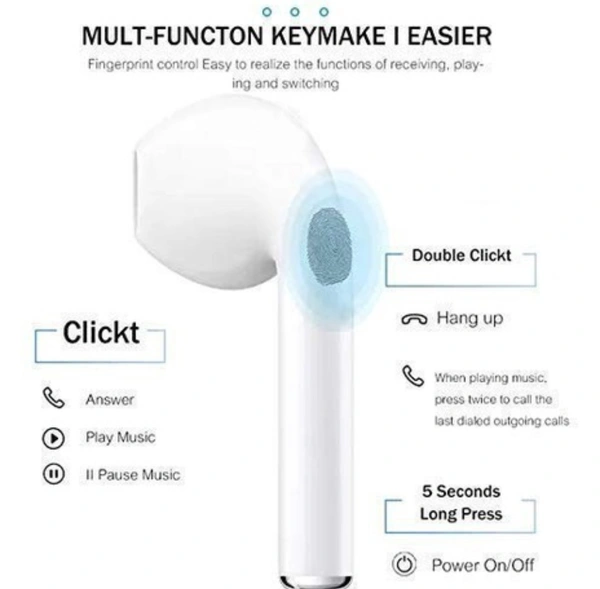 i12 earbuds headphone bluetooth earbuds Bluetooth Headphone & Earphones - yes, 40, plastic, 12 hr, yes, white, cash on delivery available, 4 days, 1