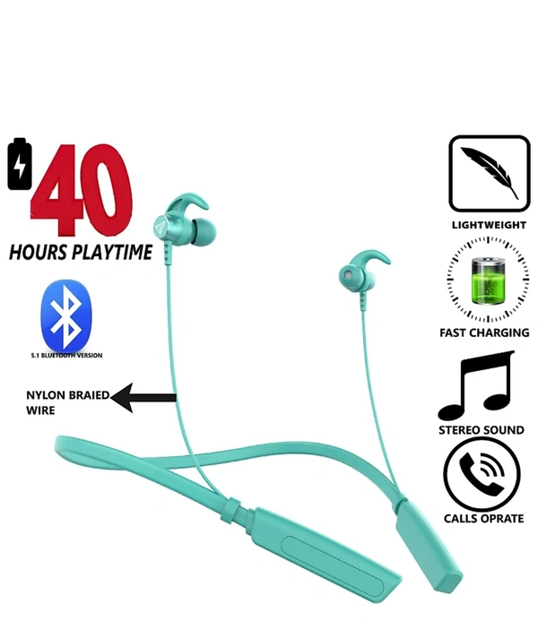 FIRE-500 BLUETOOTH NECKBAND HIGH BASS BLUETOOTH NECKBAND HEADSET Bluetooth Headset - 40, 40 hr, 4 Days