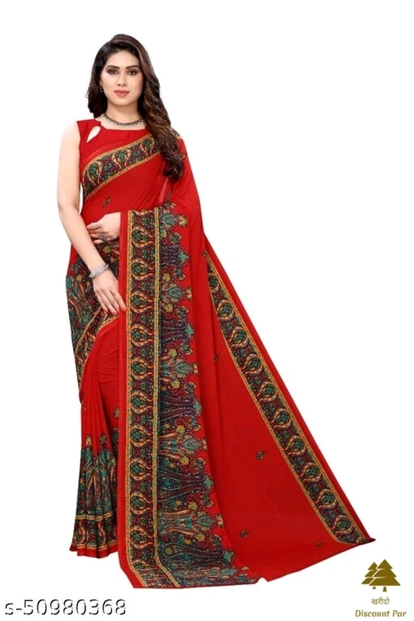 Voguish Saree - red, free size 