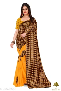 Georgette Saree With Blouse Piece  - 8 colour , free size 