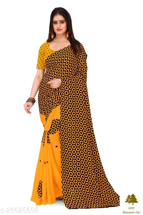 Georgette Saree With Blouse Piece  - 8 colour , free size 