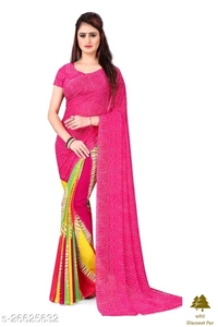Georgette Saree With Blouse Piece  - 8 colour , free size 