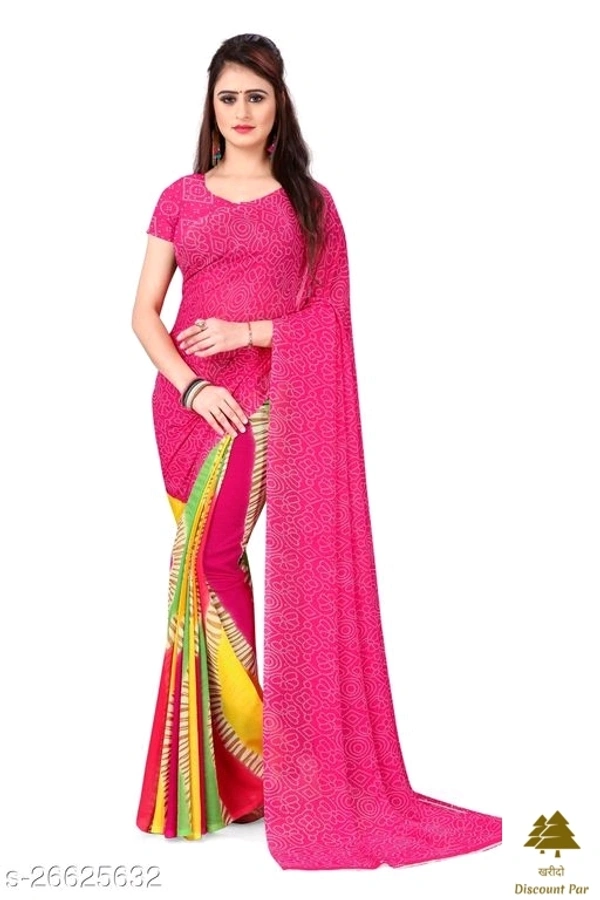 Georgette Saree With Blouse Piece  - 8 colour , free size 