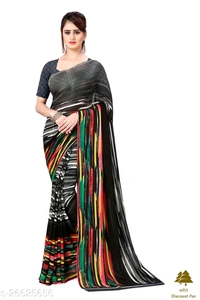 Georgette Saree With Blouse Piece  - 8 colour , free size 