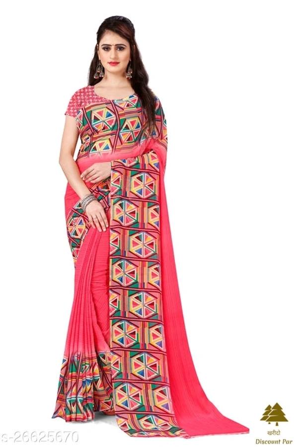 Georgette Saree With Blouse Piece  - 8 colour , free size 