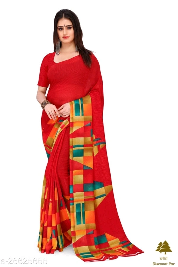 Georgette Saree With Blouse Piece  - 8 colour , free size 