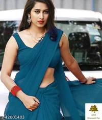Georgette Saree With Blouse Piece  - 11, free size