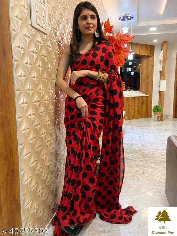 Georgette Saree With Blouse Piece  - 5, free size