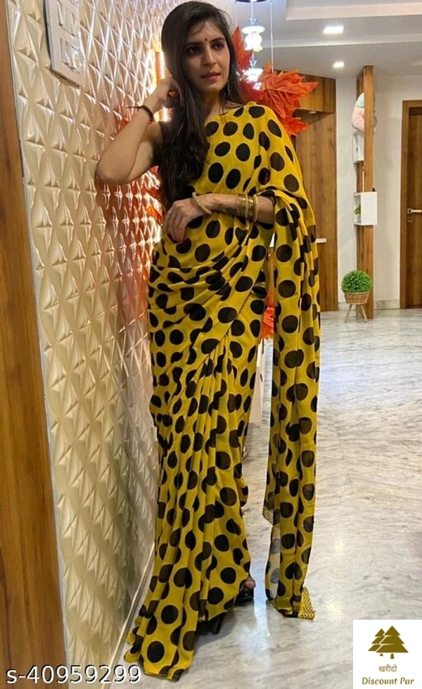 Georgette Saree With Blouse Piece  - 5, free size
