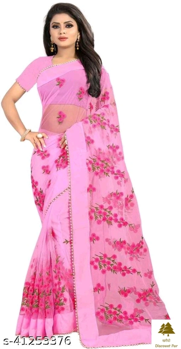 Stylish Look Net Sarees - 3, free size