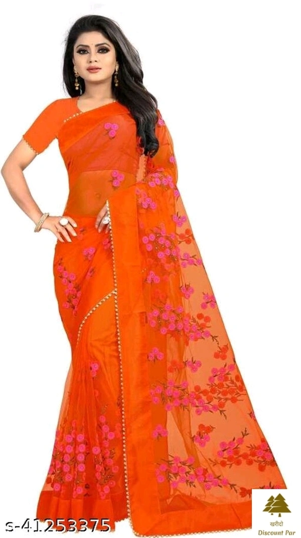 Stylish Look Net Sarees - 3, free size