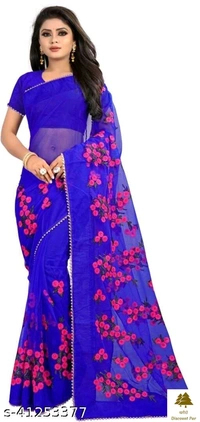 Stylish Look Net Sarees - 3, free size