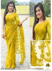 Fashionable Net Sarees - 8, free size