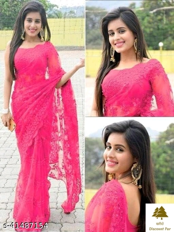 Fashionable Net Sarees - 8, free size