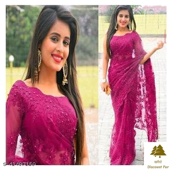 Fashionable Net Sarees - 8, free size