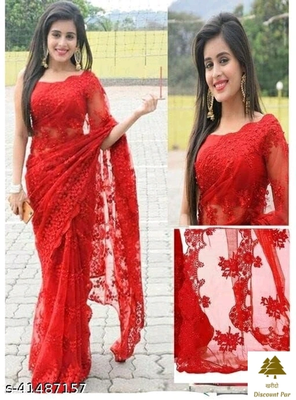 Fashionable Net Sarees - 8, free size