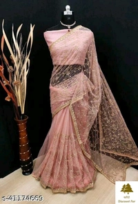 Pretty Net Sarees - 3, free size