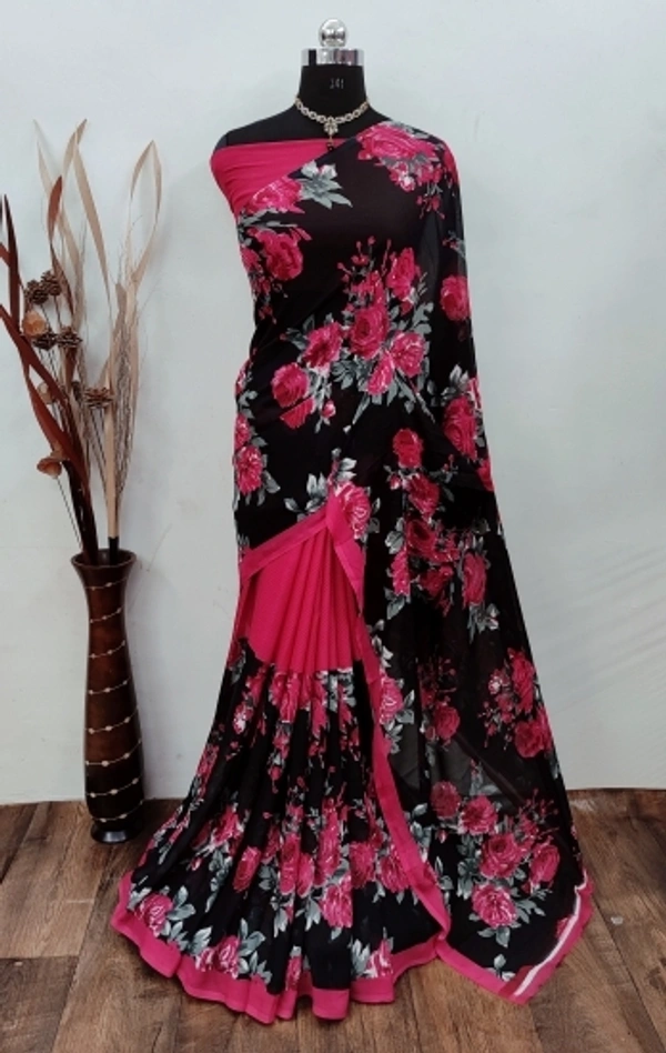 Georgette Printed Sarees  - 4, free size 