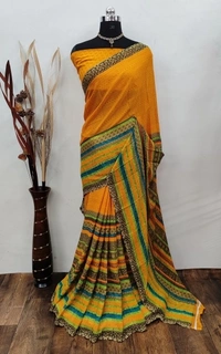 Georgette Printed Sarees  - 4, free size 