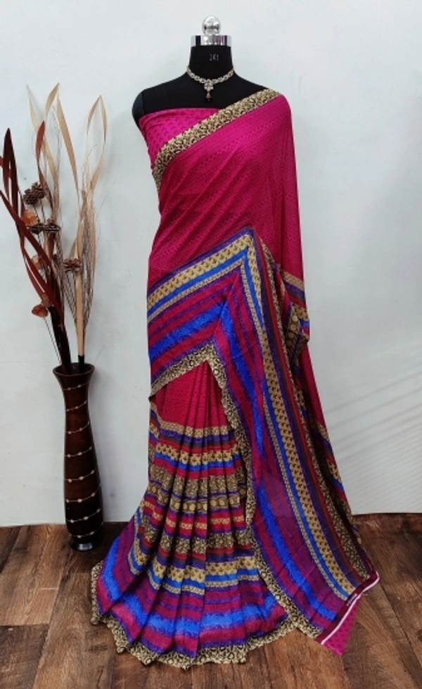 Georgette Printed Sarees  - 4, free size 