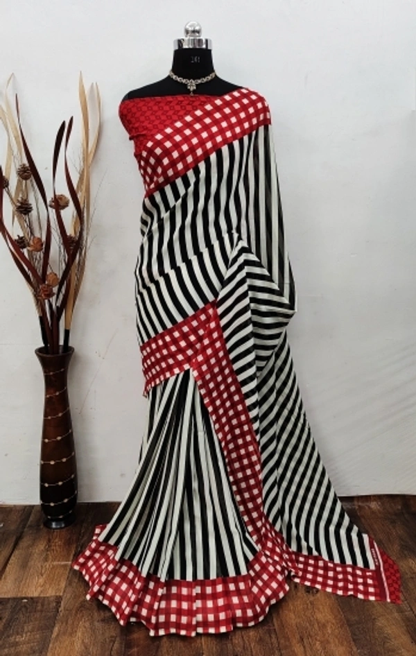 Floral Printed Georgette Sarees - 3, free size 