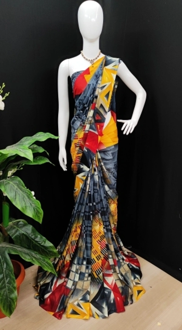 Flora Printed Saree  - 4, free size 