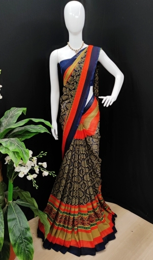 Flora Printed Saree  - 4, free size 