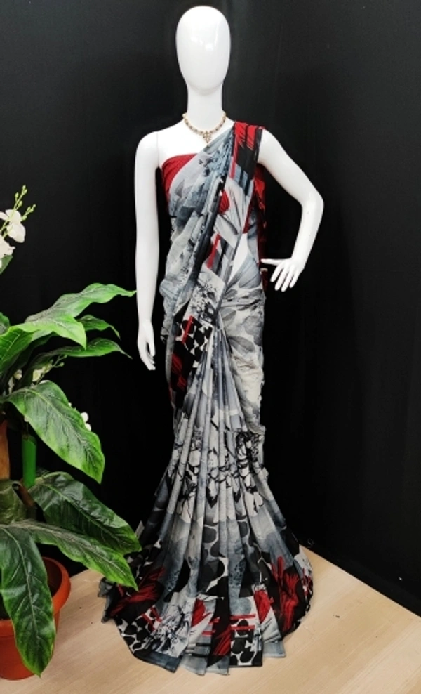 Flora Printed Saree  - 4, free size 